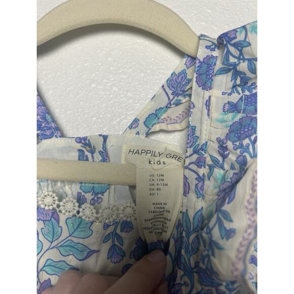 NEW Happily Grey Purple And Blue Floral Sleeveless Metallic Dress Size 12 Mos - Picture 4 of 7